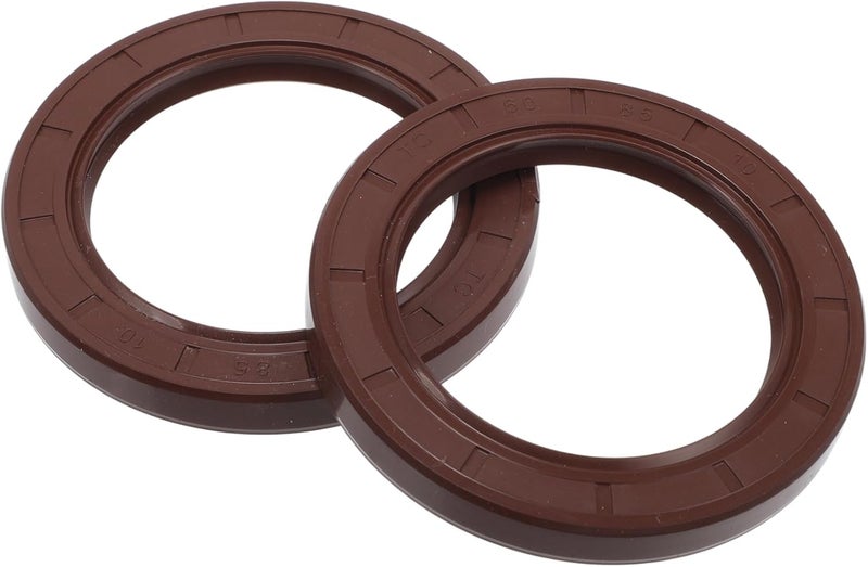 VekAuto Universal Oil Seal TC Double Lip W Steel Spring Seal Ring Rotary Shaft Seal 60x85x10mm High Pressure FKM Rubber Brown 2 Pcs - Image 1